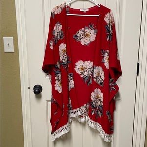 Red floral kimono